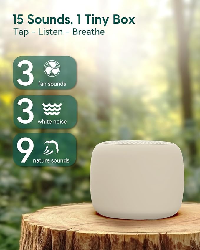 Babelio White Noise Sound Machine for Adults Kids Baby, Travel Sound Machine for Sleep, Mini and Portable, 15 Non-looping Sounds, Timer, Memory Function, Easy to Pocket and Travel, Putty Gray