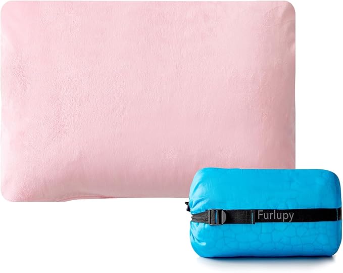 Small Gel Memory Foam Camping Pillow Travel - Contoured Support -Compressible Pillow Ideal for Backpacking, Camping, Travel, Car, Airplane,Office Nap