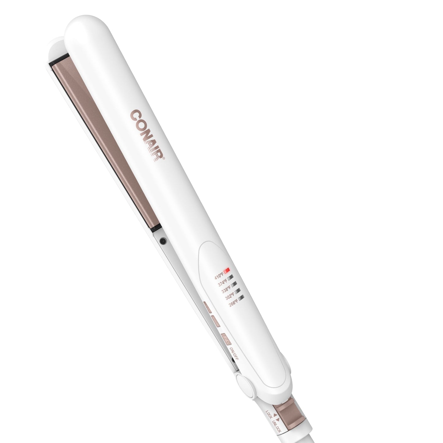 Conair Double Ceramic Flat Iron, 1-Inch Flat Iron Hair Straightener, Five Heat Settings, Extra Long Floating Plates, White