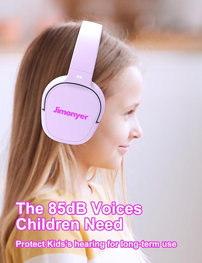 Kids Headphones for School, 3.5mm Jack Wired Headphones for Kids with Safe Volume Limiter, HD Stereo Sound On-Ear Girls Boys Toddler Headphone for Tablet, iPad, Kindle(Pink)