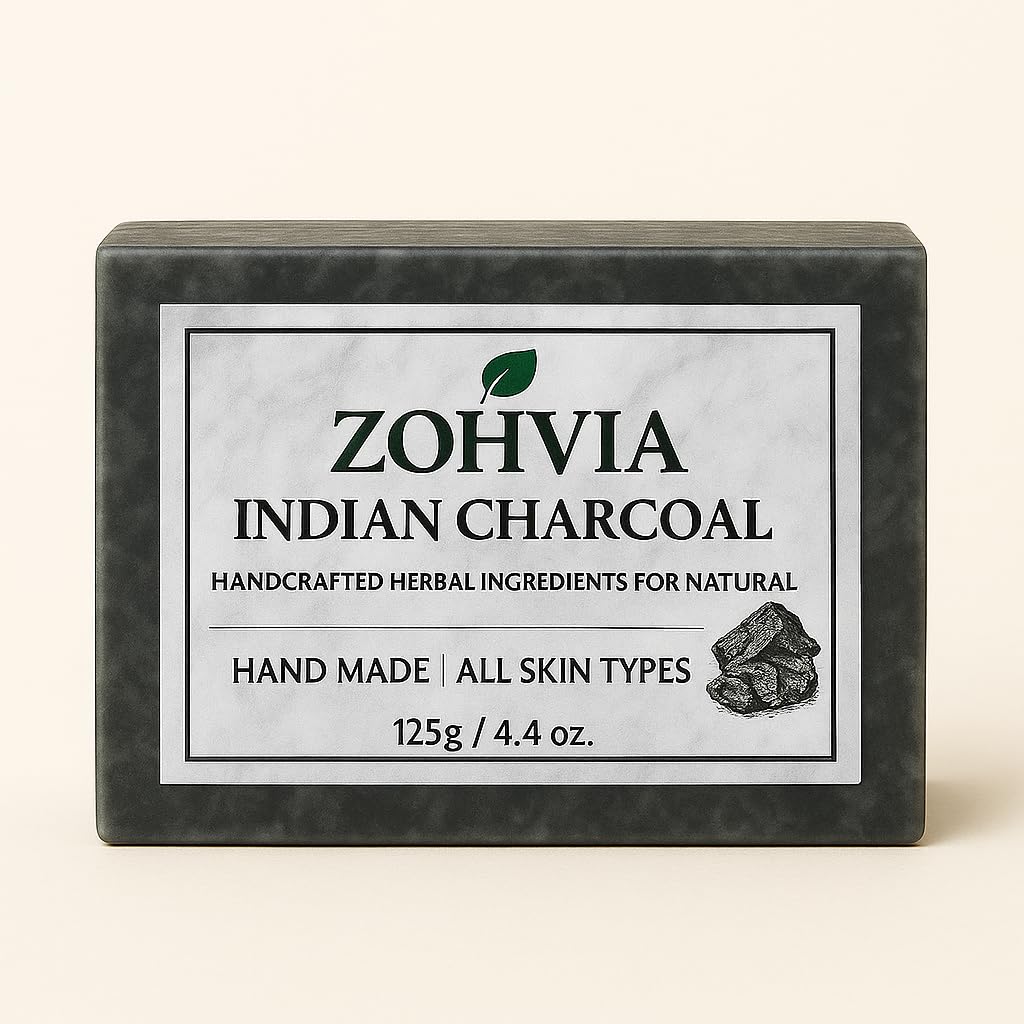 ZOHVIA Natural Charcoal Soap – Activated Charcoal Soap, Natural Black Bar – Herbal Bar - Face & Body Wash for Sensitive, Oily Skin – Facial Cleanser for Acne, Blackheads, & Scars - 4.4oz