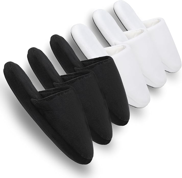 3-Pair Luxury Spa Slippers - Cotton Memory Foam Non-slip Closed Toe Washable Slippers for Hotel,Guest,Travel,Bride,Women and Men