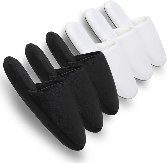 3-Pair Luxury Spa Slippers - Cotton Memory Foam Non-slip Closed Toe Washable Slippers for Hotel,Guest,Travel,Bride,Women and Men