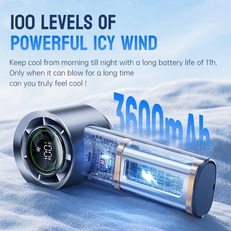 MUXNW Mini Turbo Jet Fan: Portable Small Pocket Handheld Personal Rechargeable Battery Operated USB Charger Keeping Cool In Hot Weather For Travel Beach (Gray)