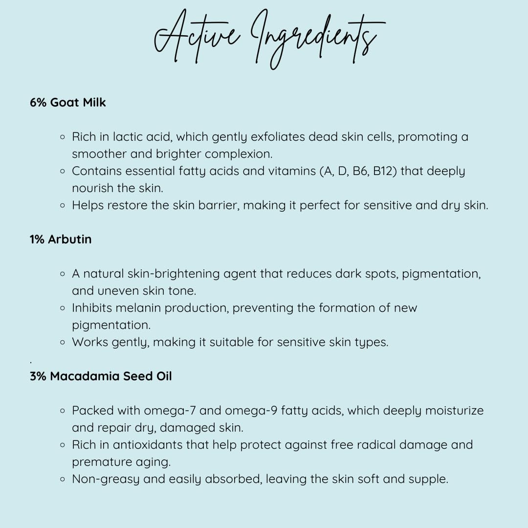 Skinluent Goat Milk Soap with Arbutin & Macadamia Seed Oil – Hydrating & Brightening Face & Body Bar – Gentle, Nourishing Cleanser for Soft, Radiant Skin – 4.4 oz