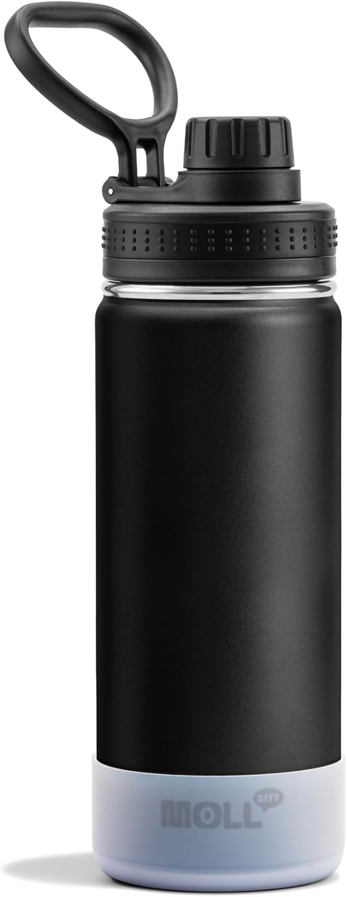 Kids Insulated Water Bottle-18 oz Stainless Steel Vacuum Wide Mouth Sports Flask with Silicone Boot-Reusable Metal Leak Proof Travel Water Bottle for Girls Boys, BPA-Free(Blak)