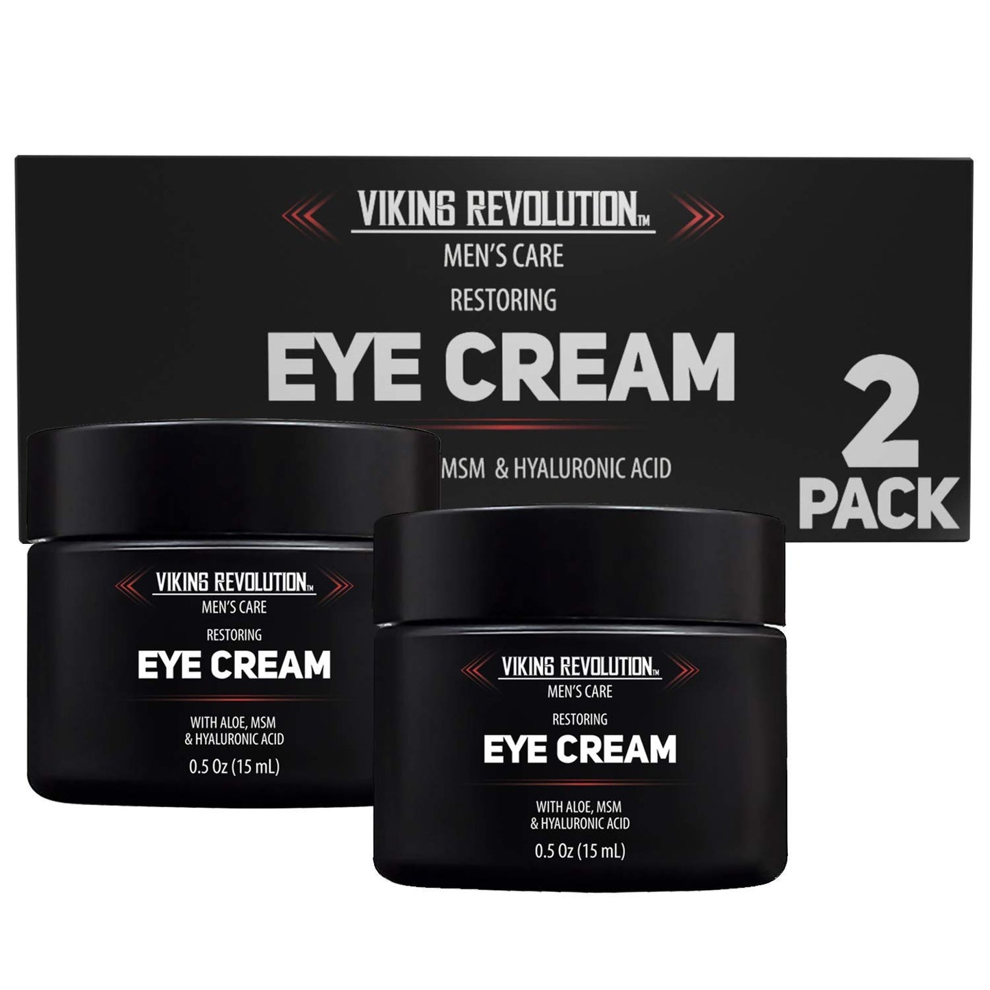 Viking Revolution Natural Eye Cream for Men - Anti Aging, Dark Circle, Under Eye Treatment - Men's Eye Moisturizer Wrinkle Cream - 0.5 Ounce (Pack of 2)