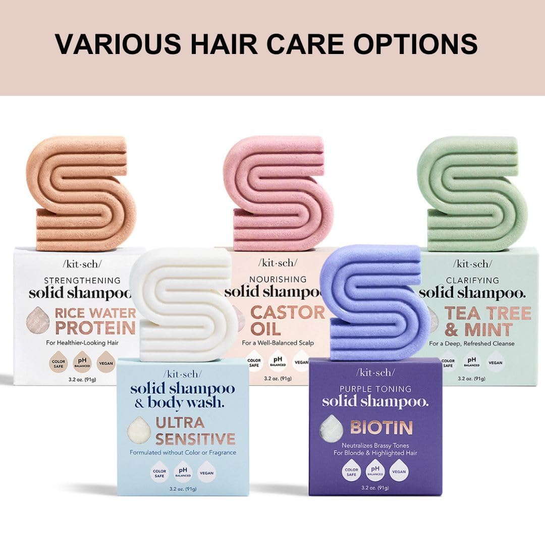 Kitsch Tea Tree & Mint Shampoo Bar - Anti Dandruff Shampoo for Itchy Scalp and All Hair Types - Natural Hair Shampoo Bar with Mint - Vegan Hair Care, Paraben & Sulfate Free, Made in USA - 3.2oz