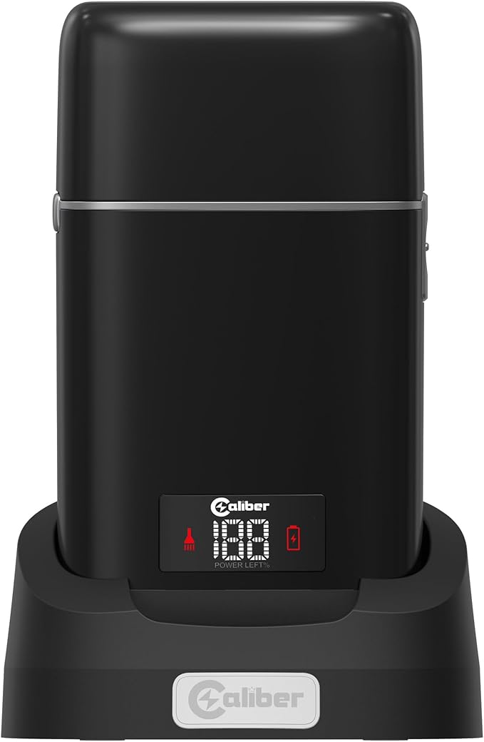 Caliber Moab Triple Foil Shaver for Men, Electric Metal Foil Razor Shaver with Digital Display for Close Shaves, Waterproof and Cordless Travel Facial Hair Groomer, Portable and USB Rechargeable