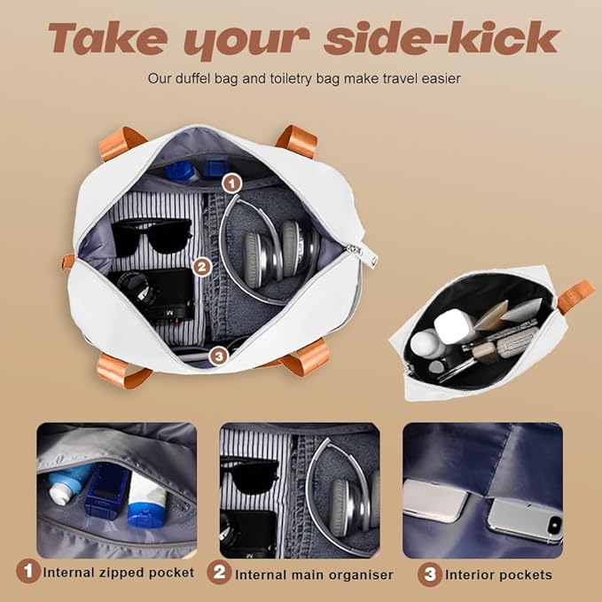 AnyZip Luggage Set 5 Piece PC ABS Hardshell Lightweight Suitcases for Travelling with 4 Universal Wheels TSA Lock Carry on Suitcase White Brown