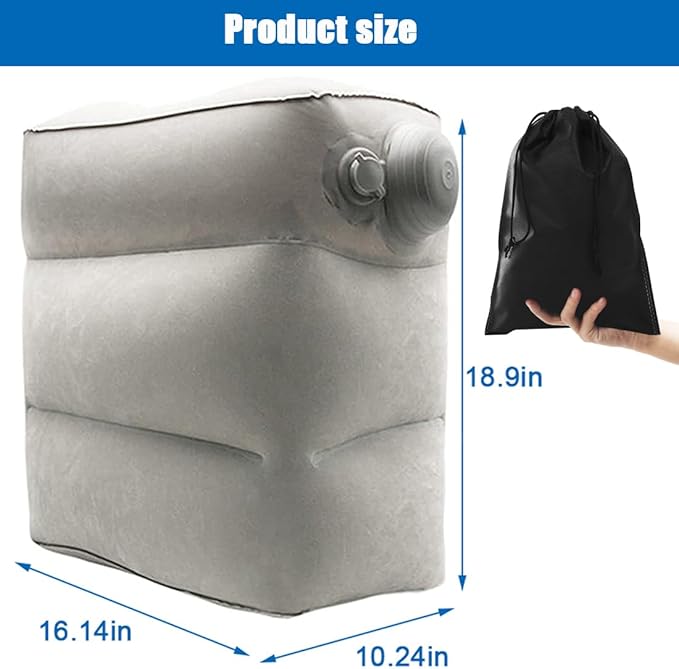 2 Pack Inflatable Foot Rest for Air Travel,Airplane Travel Foot Rest Adjustable Height,Car/Airplane,Footrest Pillow with Pump for Office,Airplane,Train,Cars,Home