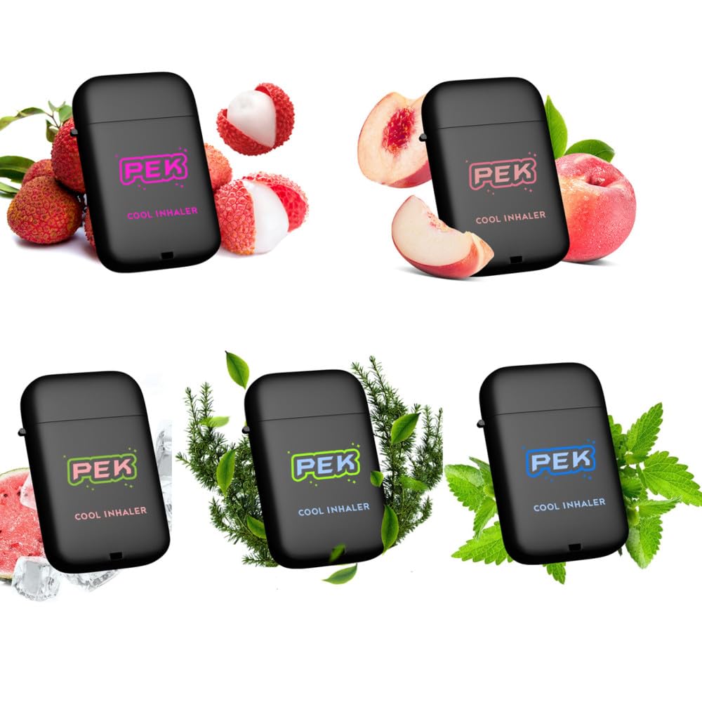 LAMUSELAND Essential Oil Nasal Inhaler, Pure and Natural Peppermint Double Holes Aromatherapy Nasal Stick Set for Tension Stress Relief and Focus Boost (5, Herbal)