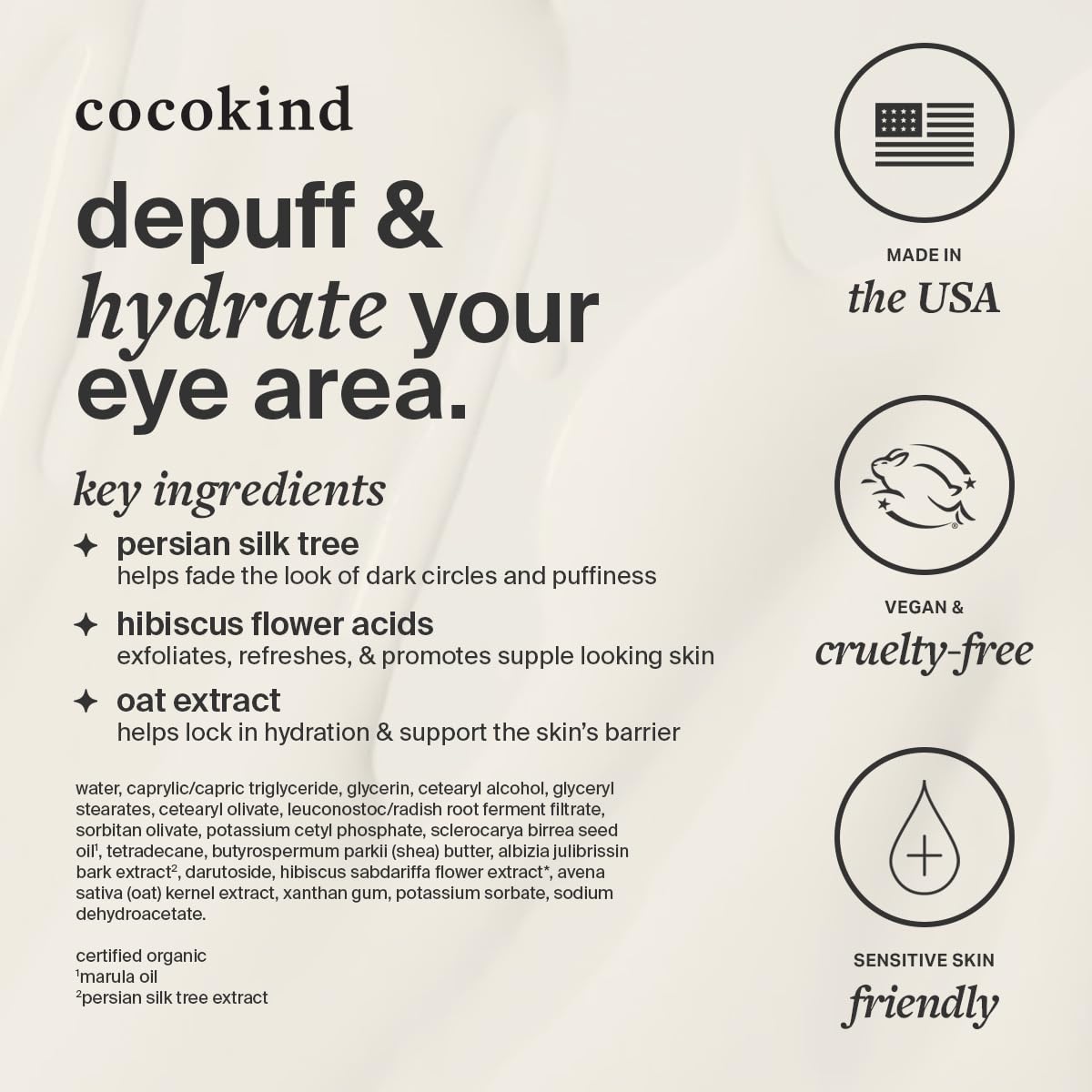 Revitalizing Eye Cream by Cocokind, Depuff & Reduce Fine Lines and Wrinkles, Cream for Firmer and Brighter Looking Eye Area, Hydrating with a Cool Metal Applicator Tip, 0.5 Fl Oz