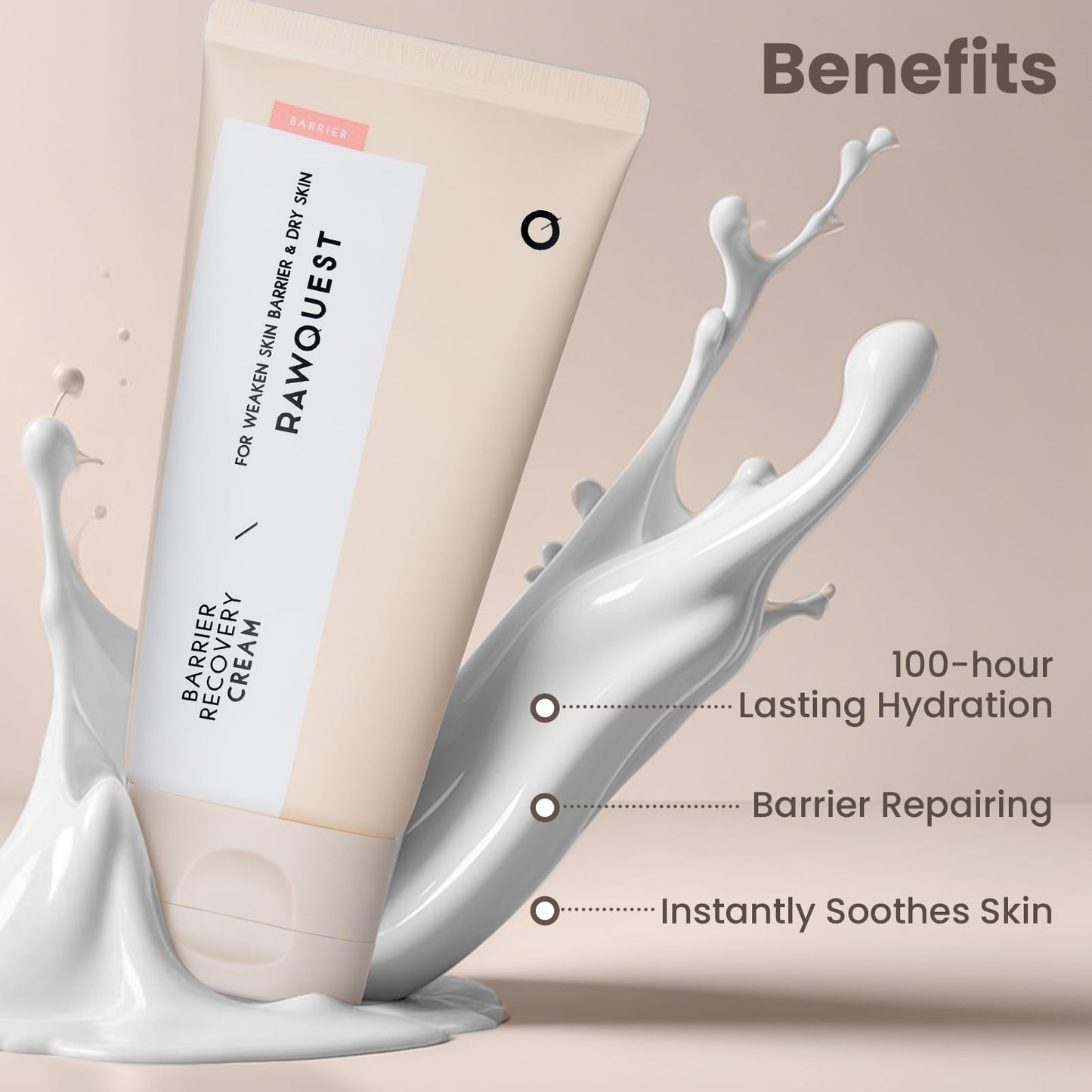 RAWQUEST [2 pack Skin Barrier Recovery Cream 25ml + 80ml, Deep Hydration, Skin Barrier Repair, Soothing, Moisturizer with Ceramide, Panthenol, Hyaluronic Acid for Dry Sensitive Skin, Korean Skincare