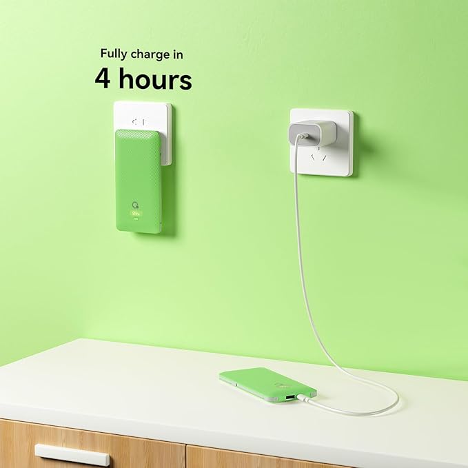 10000mAh Portable Charger with Built-in Cables and AC Wall Plug, USB C Fast Charging Power Bank with 3 Cords,5 Output External Battery Pack Compatible with iPhone,Tablet and All Smart Phones Green