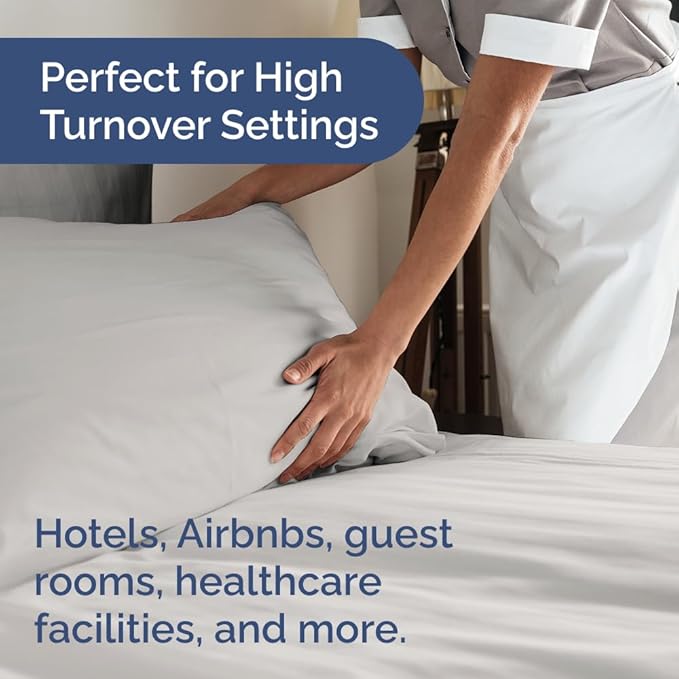 Bulk Case Pack of 10 Sheet Sets - (10) Complete Split King Size Sheet Sets with Deep Pockets - Wholesale Bulk Bedding for Hotels, Spas & Airbnbs - Breathable & Wrinkle Free - (Split King, French Grey)