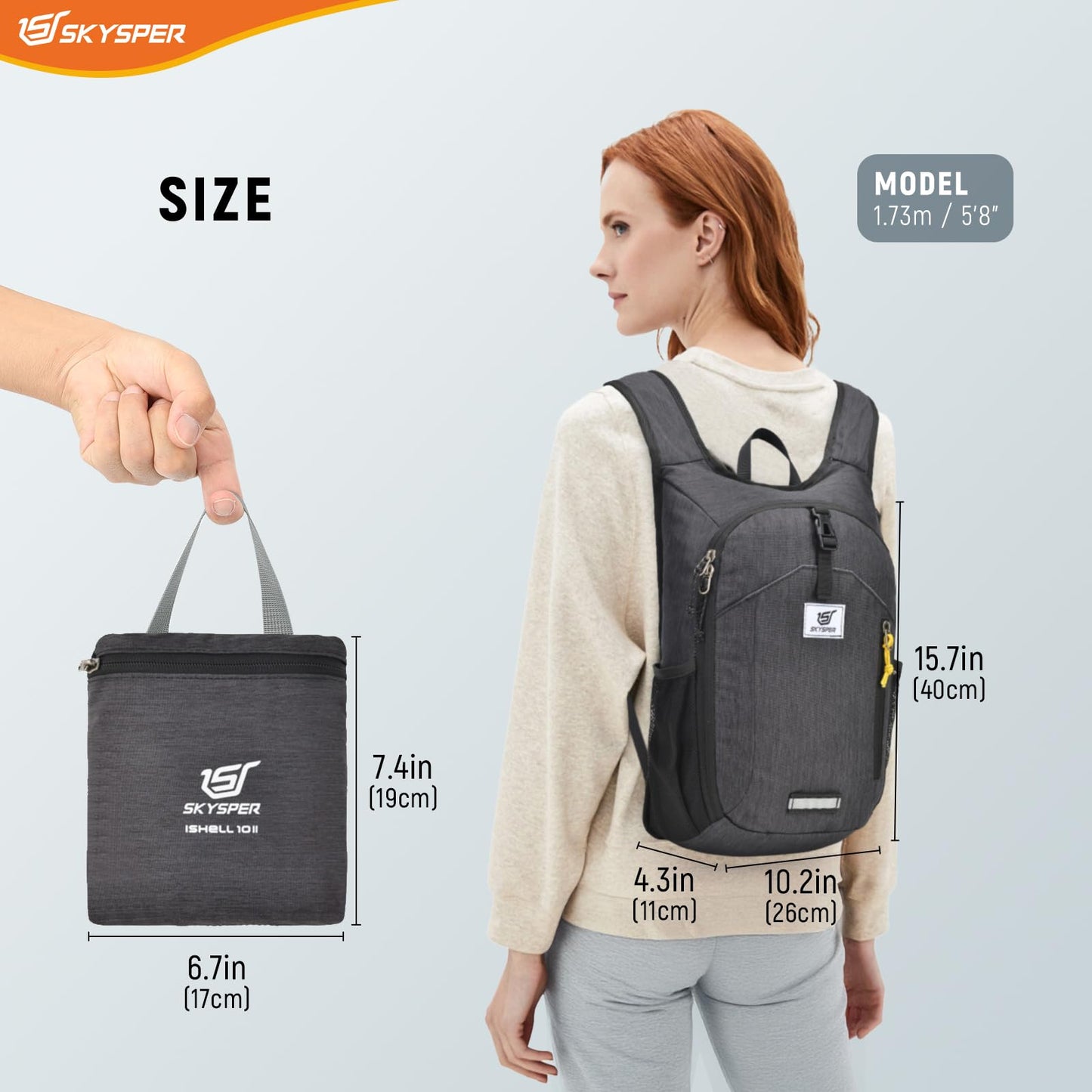 SKYSPER Small Hiking Backpack 10L Foldable Daypack Packable Lightweight Hiking Daypack Travel Day Pack for Women Men