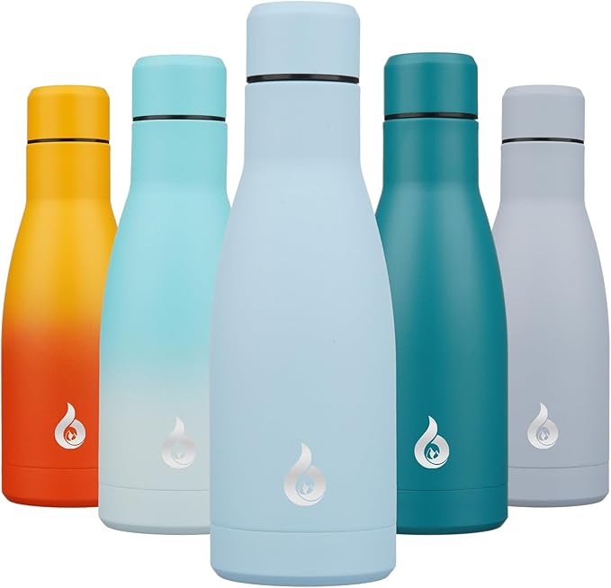 BJPKPK Insulated Water Bottle 12oz Small Stainless Steel Water Bottles Reusable Metal Thermal Keep Cold and Hot,Sky Blue