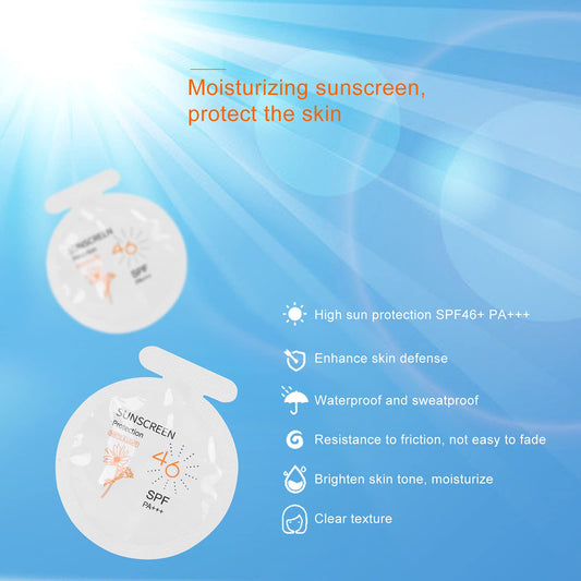 Pack of 20 Sunscreen, SPF46 PA+++ Moisturizing Sunscreen,3ml Face & Body Sunblock, Moisturizing Sunscreen for Most of Skins Portable Resist Water Sunscreen for Sport