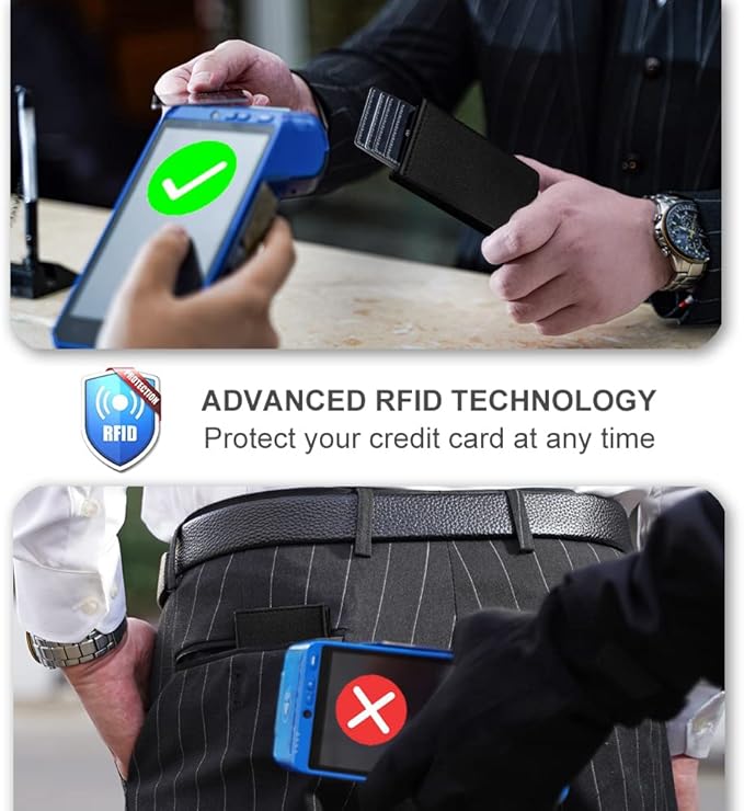 Aiuwo Wallet for Men,Mens Wallet Card Holder,Smart,Slim,Minimalist Wallet,Credit Cards Holder RFID Blocking Wallet (Card Wallet, Lichee Black)