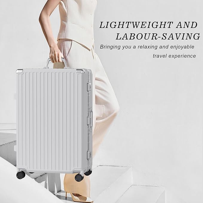 AnyZip Luggage Sets 2 Piece Aluminum Frame Carry On and Checked Suitcase PC ABS Hard Shell TSA Lock No Zipper(Silver, 20/28)