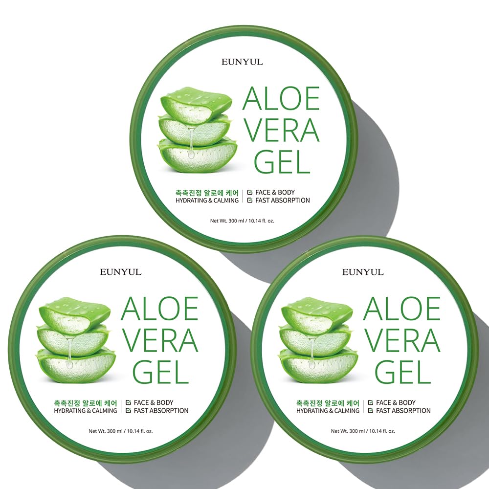 EUNYUL [PACK OF 3] Aloe Vera Soothing Gel 10. 14 fl. oz. / 300ml X 3EA Korean Skincare Body Care, After Sunburn