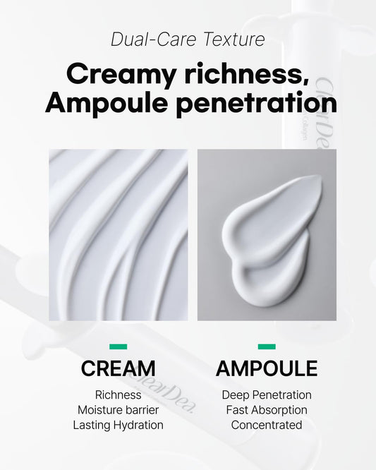 ClearDea Mucin Collagen Cream Ampoule for face – Collagen-Powered Hydrating & Firming Skincare, Non-Greasy, Revitalizing Serum Glass Skin Korean Beauty for All Skin Types, 4ml x 2