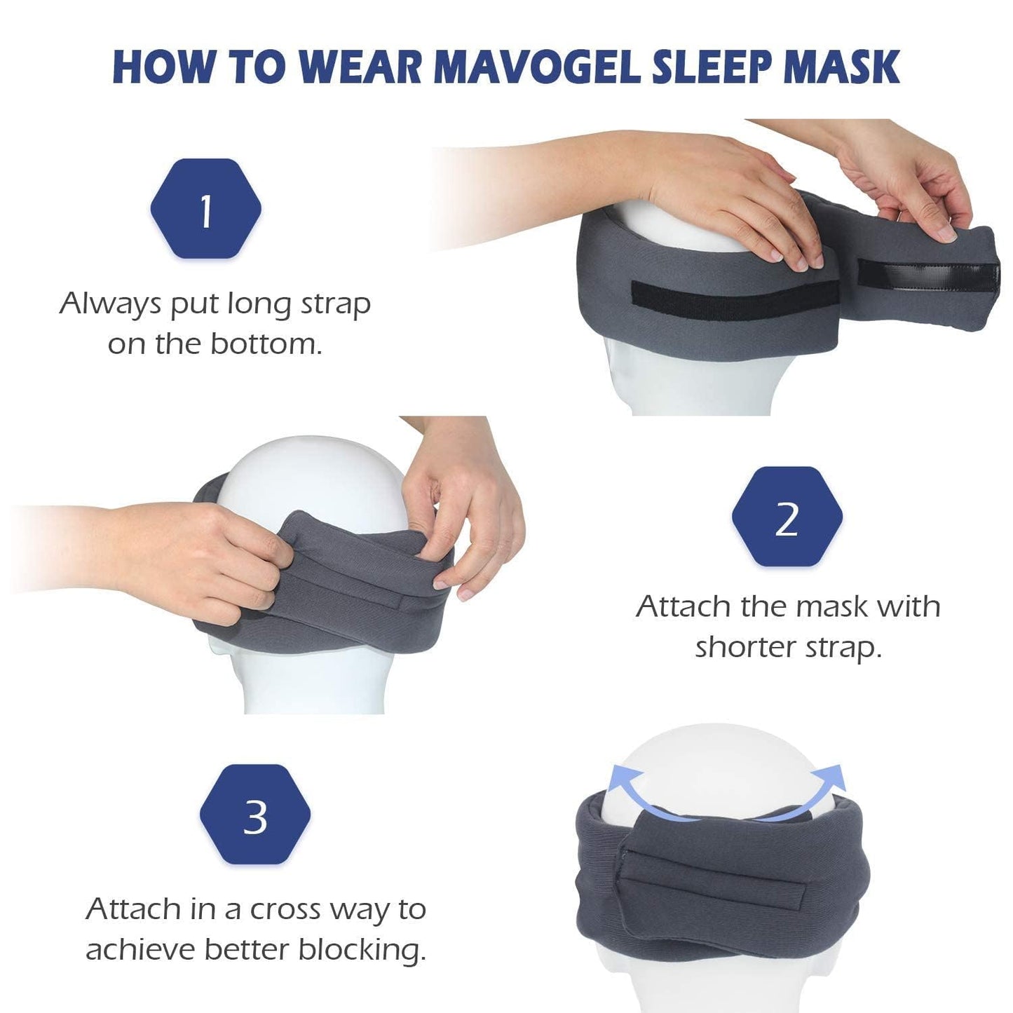 Mavogel Sleep Mask, Modal Material Eye Mask for Sleeping, Ultra Soft Skin Friendly Full Eye Covers for Women Men, Light Blocking Sleeping Mask for Travel Yoga Nap, Fully Adjustable Strap, Dark Grey