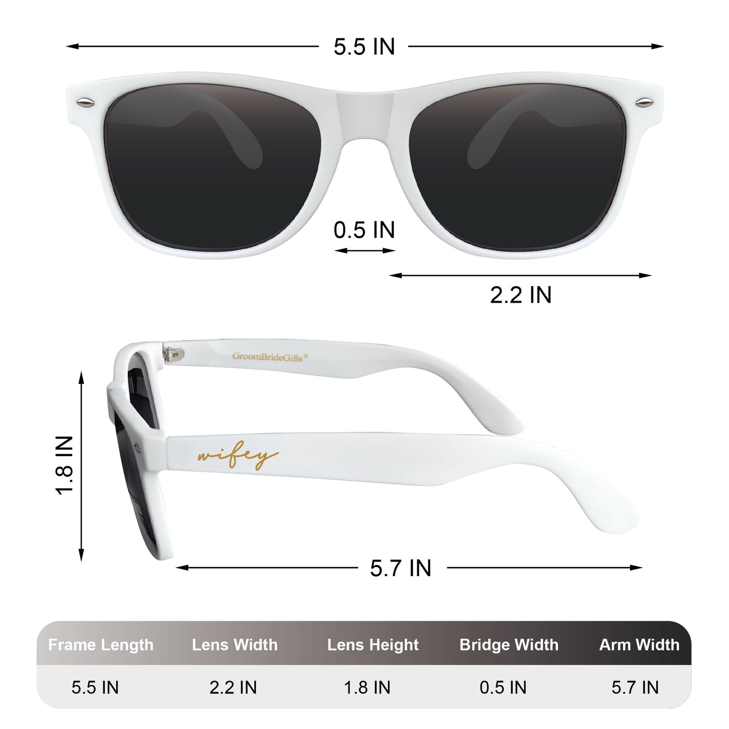 Mr&MrsGifts Honeymoon Essentials Hubby and Wifey Polarized Sunglasses Wedding Sunglasses for the Couple Groom Sunglasses Engagement Gift(HW-S)
