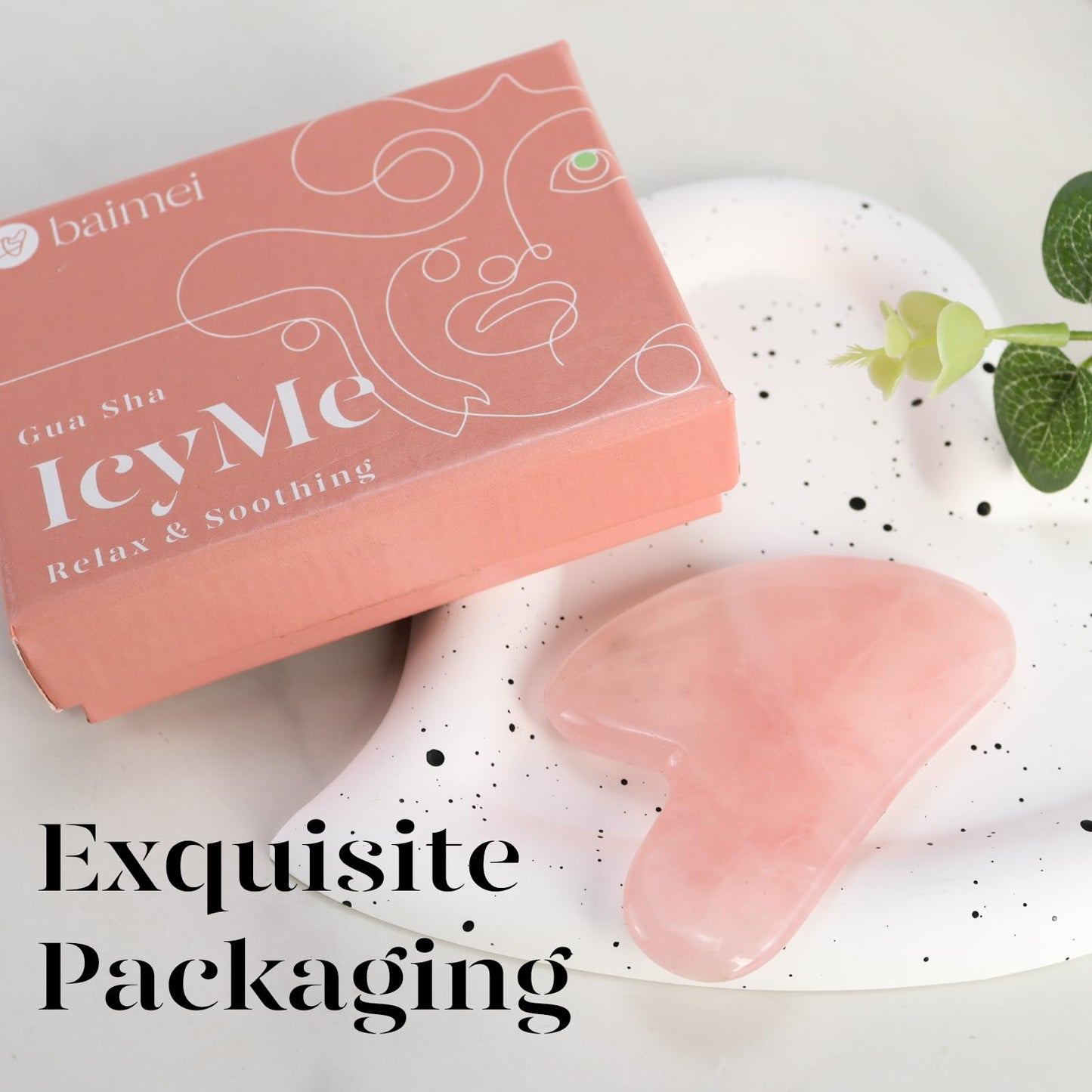 BAIMEI Gua Sha Facial Tool for Self Care, Massage Tool for Face and Body Treatment, Relieve Tensions, Reduce Wrinkles and Redness, Skin Care Tools for Men Women - Rose Quartz