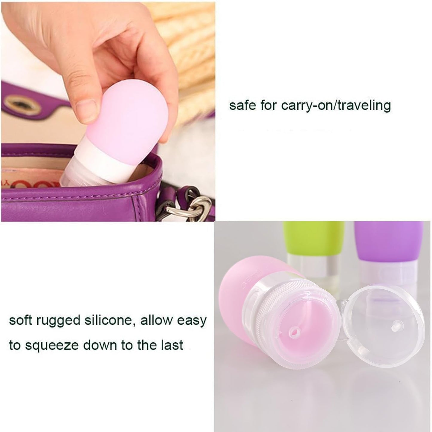Mziart Portable Soft Silicone Travel Bottles Travel Containers(1.3OZ, Pack of 3)