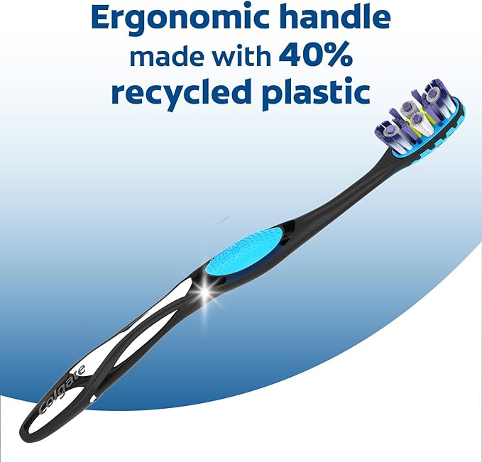 Colgate 360 Advanced Clean Adult Soft Toothbrush Pack, 6 Soft Bristled Toothbrushes with Cheek and Tongue Cleaner, Helps Clean Your Teeth, Tongue, Cheeks, and Gums, 6 Pack