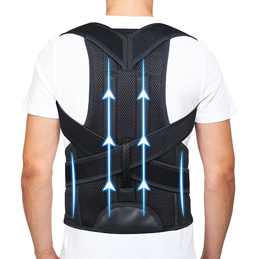 Back Brace Posture Corrector for Men and Women - Improve Posture, Lower Back and Waist Pain, Full Lumbar Support, Shoulder and Neck Stretcher, Adjustable Straps and Breathable Material XXL(42''-48'')