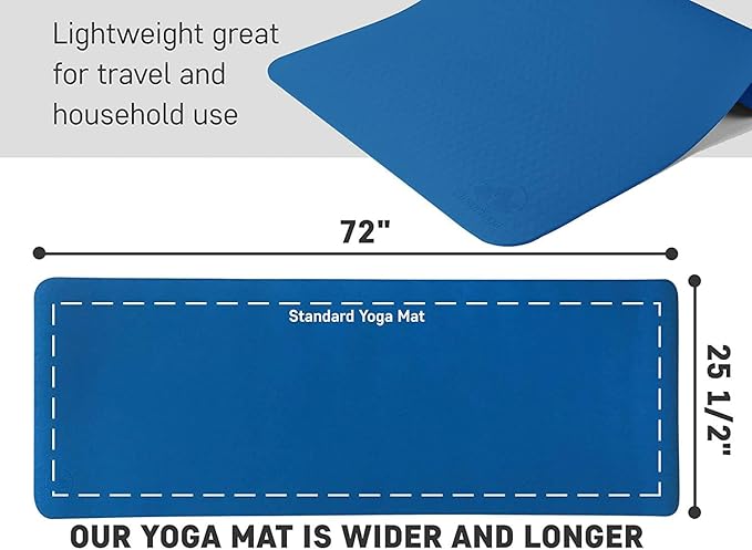 Clever Yoga Better Grip Thick Yoga Mat - Beginner Exercise Yoga Mat with Non-Slip Surface for Home Gym, Earth-Friendly & Recyclable Pilates and Workout Pad Women & Men, 1/4 Inch Thick
