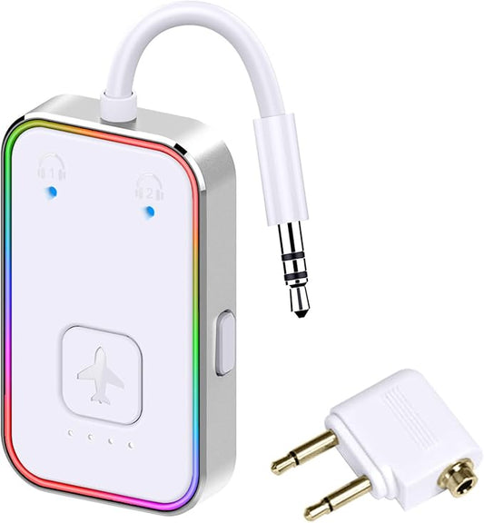 Bluetooth Transmitter for Airplane,Bluetooth V5.4 Transmitter for 2 Airpods/Headphones Dual Pairs.Wireless Transmitter for in-Flight/TV/Gym,with AptX LL,Metal Frame