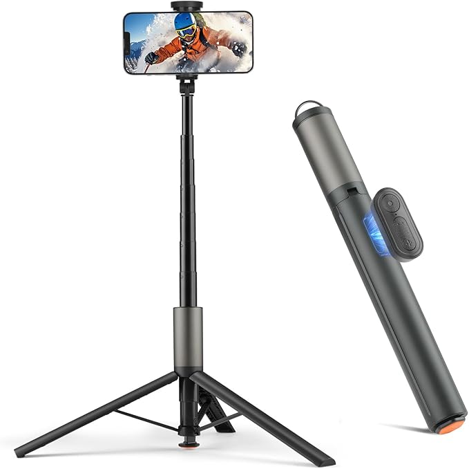 62 inch Automatic Tripod for iPhone, Auto-Open Phone Tripod Stand with Magnetic Smart Remote,Selfie Stick Remote Cell Phone Zoom Lens Size,Travel Selfie Stick for iPhone/Android