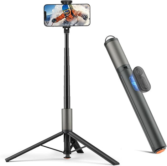 62 inch Automatic Tripod for iPhone, Auto-Open Phone Tripod Stand with Magnetic Smart Remote,Selfie Stick Remote Cell Phone Zoom Lens Size,Travel Selfie Stick for iPhone/Android