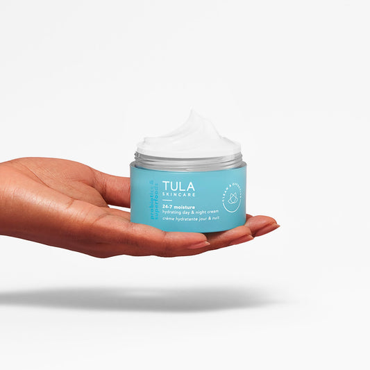 TULA Skin Care 24-7 Moisture Hydrating Day and Night Cream - Travel-Size, Ultra Nourishing Moisturizer for Face, Improves, Soothes & Maintains Skin Balance, 0.5 oz.
