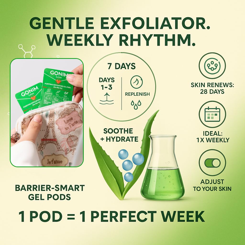 GONIM Exfoliating Facial Cleanser with Hyaluronic Acid, Exfoliating Face Wash, Oil-Free Gentle Face Exfoliator Pore Cleaner, Non-Comedogenic Face Scrub Peeling Gel, Weekly Dead Skin Remover, 15count