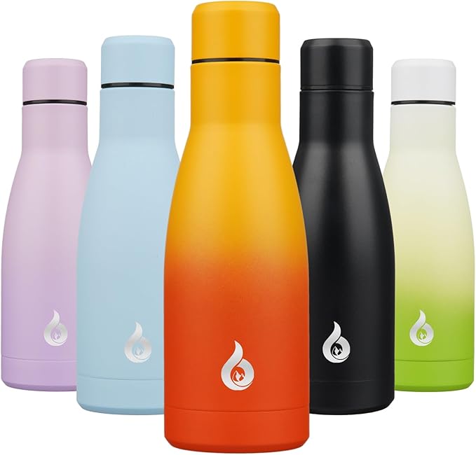 BJPKPK Insulated Water Bottle 12oz Samll Stainless Steel Water Bottles Reusable Metal Thermal Keep Cold and Hot,Sunset Orange
