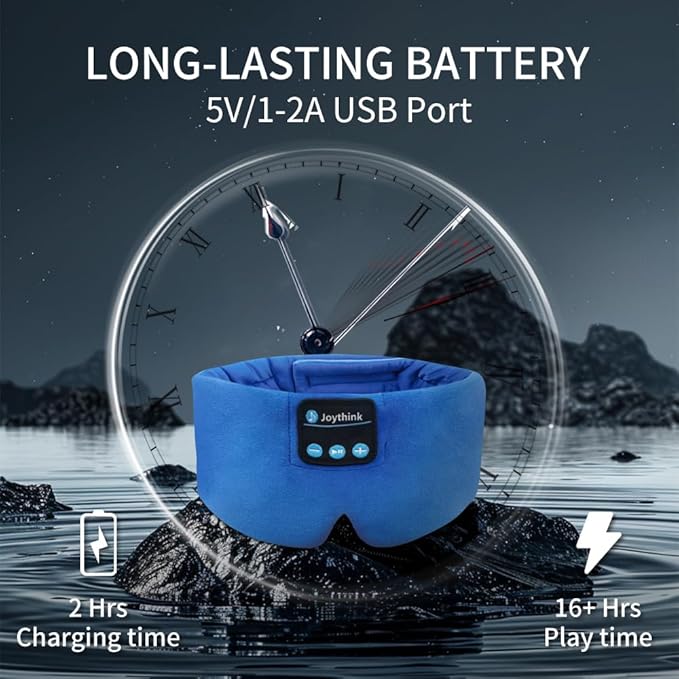 Joythink Sleep Headphones Bluetooth Headband Sleeping Eye Mask Kids Children Soft Wireless Sleep Headphones for Women Men Silk Speaker Bluetooth Earbuds for Side Sleeper Music Mask Cool