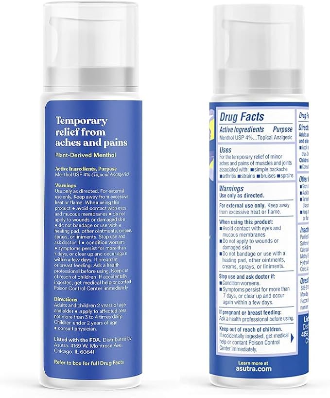 ASUTRA Relief Cream, 3 oz - Cooling Sensation, Temporary Relief from Muscle Discomfort and Soreness, 4% Menthol, Arnica Montana, and Dimethyl Sulfone (MSM)