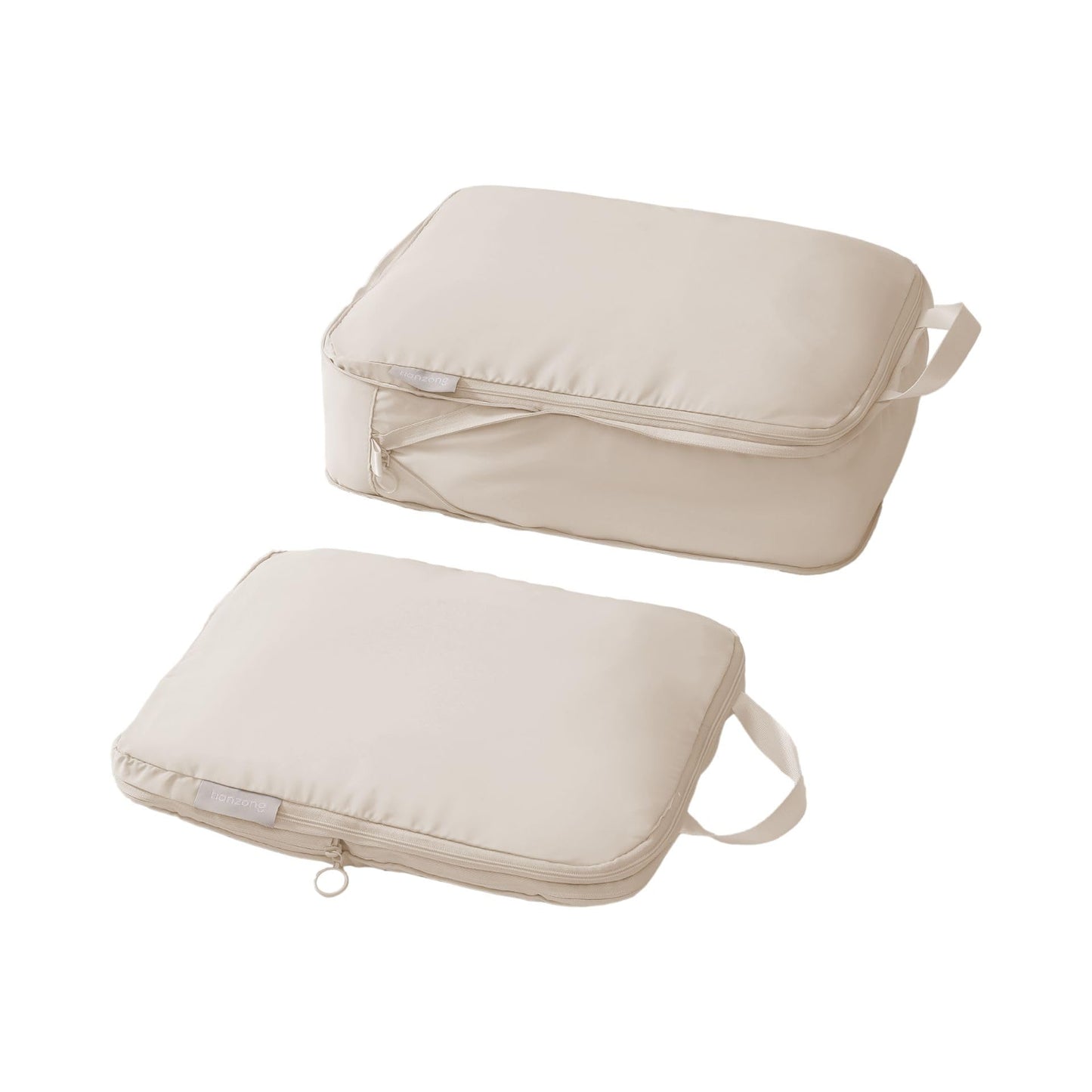 tianzong Compression Packing Cubes for Suitcases, Luggage Organizer Bags Set for Travel (Beige, 2 Pack Medium)