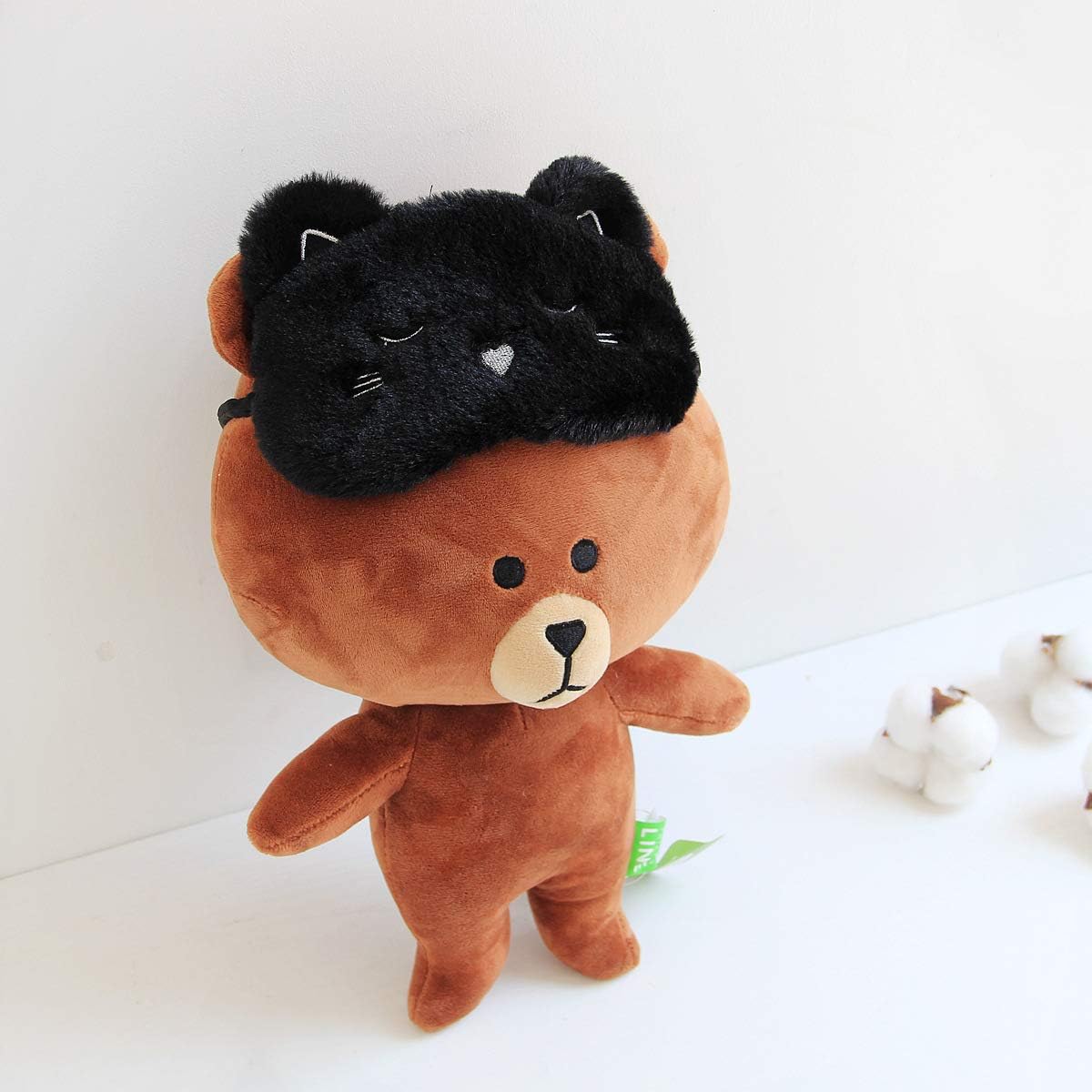 Shinywear 2 Pcs Cute Sleepping Eyemask Black Cat & White Dog Animal Cartoon Style Silk Feeling Plush Eye-Shade Cover Blinder