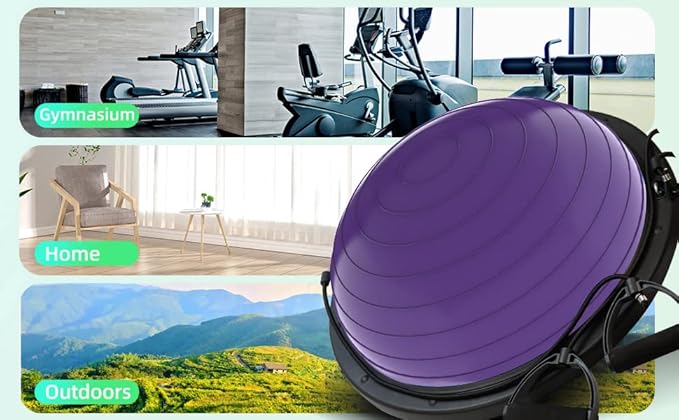 Balance Ball Trainer-Half Ball for Yoga with Resistance Band and Foot Pump, Improve Workout Half Balance Ball,Exercise Balance Ball for Stability Training and Home Gym
