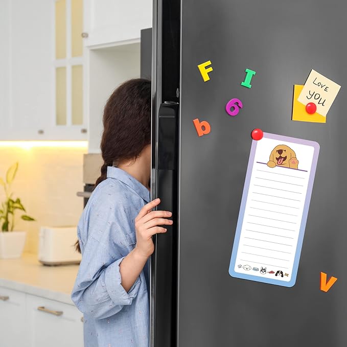 6 Pcs Funny Dog Magnetic Notepads for Refrigerator Dog Grocery List Magnet Pad for Fridge Magnet Pad Grocery Shopping List Teachers Coworkers Office Supplies, 2 Designs