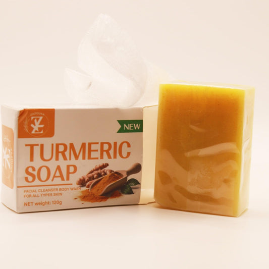 Zazouka Beauty Natural Turmeric Soap Bar, Face & Body Cleanser, Skin Lightening & Anti-Aging, 120g