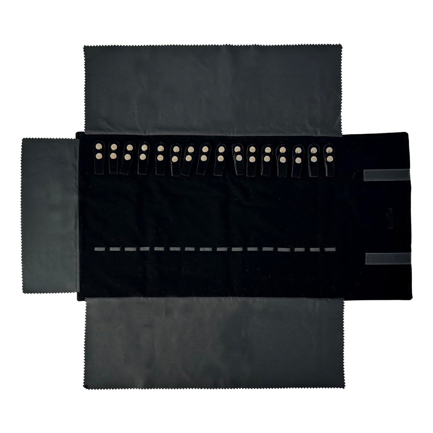 UnionPlus Velvet Travel Jewelry Roll Bag Organizer for Necklace, Elastic Band and Anti-winding, Black