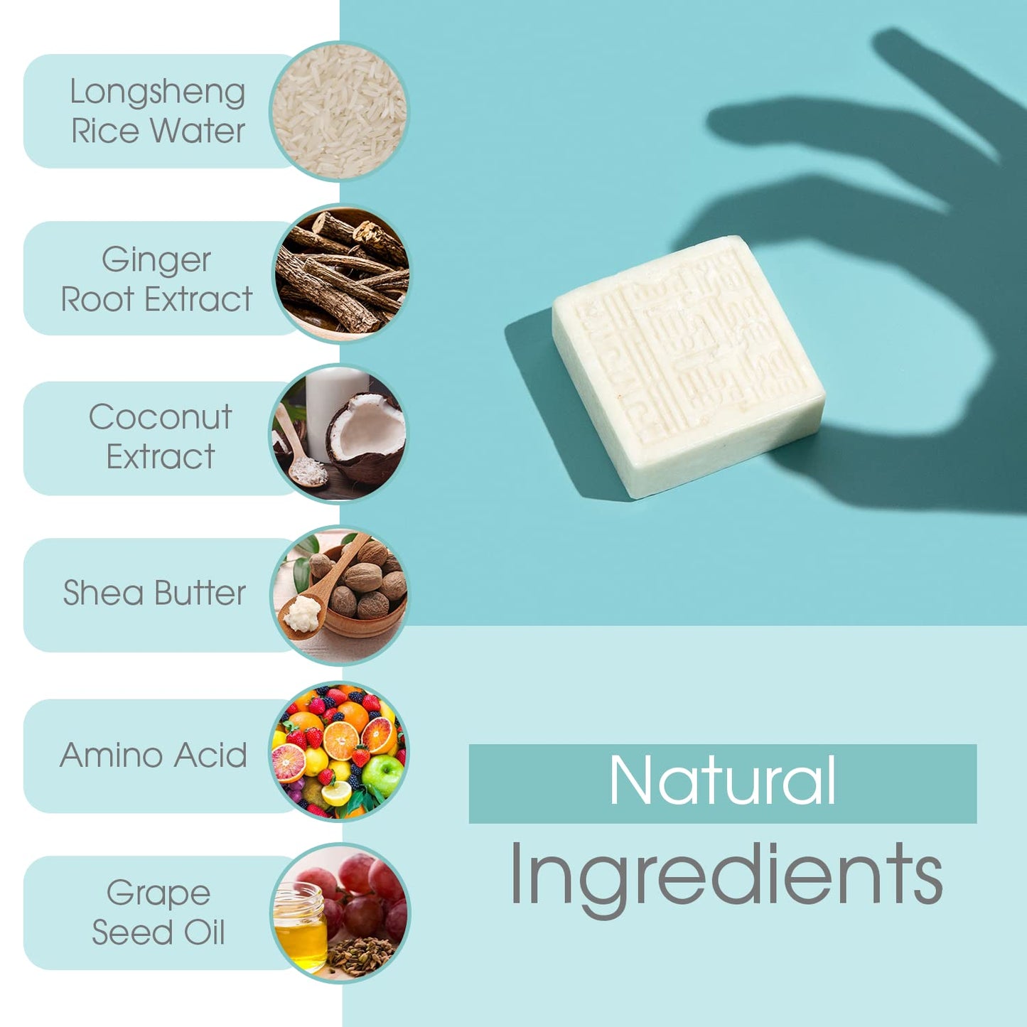 Thrivosh Rice Water for Hair Growth Shampoo Bar – 2 in 1 Shampoo and Conditioner – pH Balanced Vegan Friendly Dry Shampoo Bar for All Hair Types – Anti-Loss and Repairing 100g