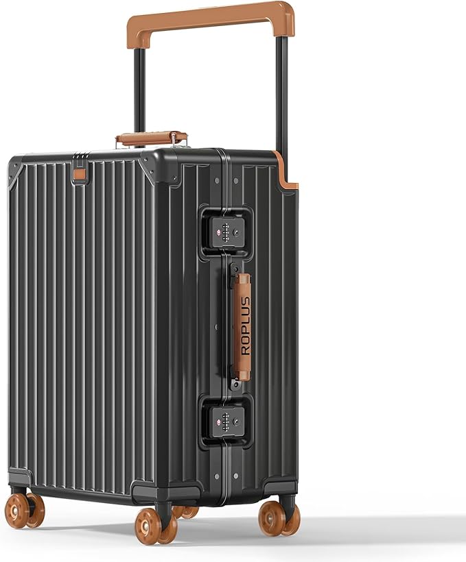 Aluminium Frame Carry on Luggage with Smooth Jelly Wheels, Hardside Zipperless Rolling Suitcase with TSA Lock (Grey, 21-Inch)